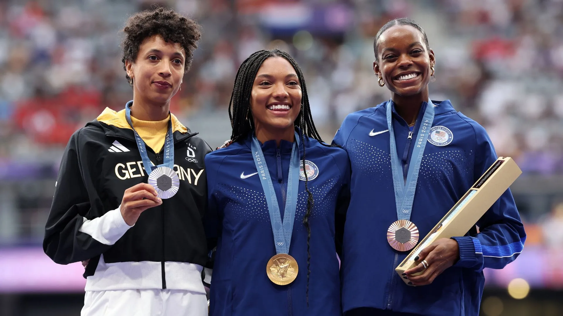 Tara DavisWoodhall Shines with Stunning Women's Long Jump Gold Medal