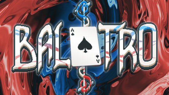 Screenshot of the Balatro logo featuring the word “Balatro” with the “A” replaced by the Ace of Spades.