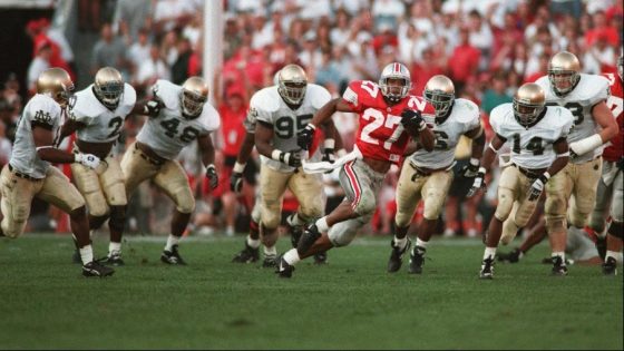 Eddie George Trolls Tim Brown With His Iconic Photo from the 1995 Ohio State-Notre Dame Game During Podcast Appearance