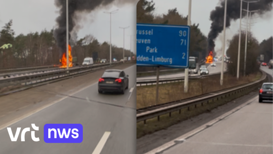 Urenlang verkeershinder op E314 in Houthalen door uitgebrande vrachtwagen