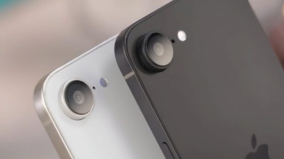 A photo of the rear cameras on leaked black and white models of the iPhone SE 4