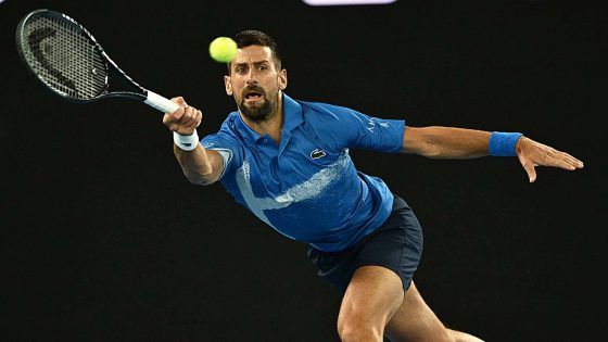 Novak Djokovic in action against Carlos Alcaraz on Tuesday in Melbourne.