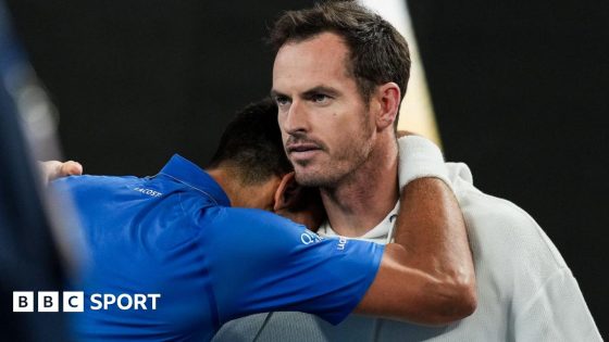 Novak Djokovic hugs Andy Murray after beating Carlos Alcaraz to reach the Australian Open semi-finals