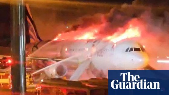 Passengers and crew evacuated as plane catches fire on South Korean runway | South Korea