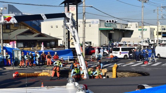 Massive sinkhole engulfs truck in Saitama, trapping driver inside