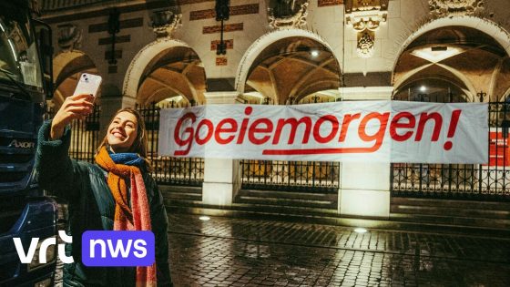 Spandoek aan torenkraan en feest op school: zo viert Vlaanderen de ‘Nationale Goeiemorgendag’ - VRT.be