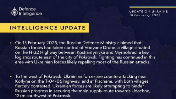 British Defence Intelligence Update Ukraine 16 February 2025