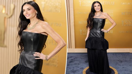 Demi Moore goes edgy in drop-waist leather gown on SAG Awards 2025 red carpet