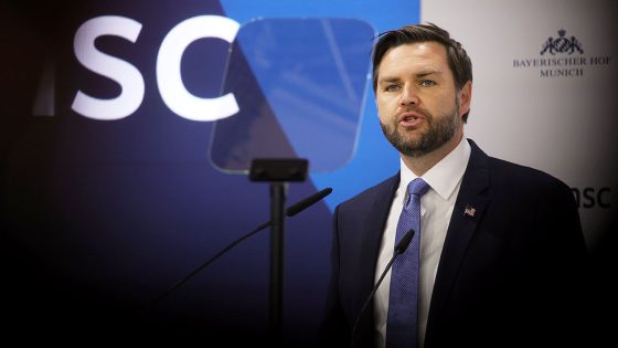 JD Vance gives a speech at the Munich Security Conference