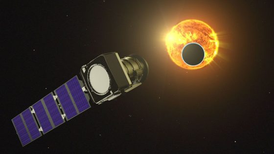 illustration of a satellite staring at an alien planet and its host star