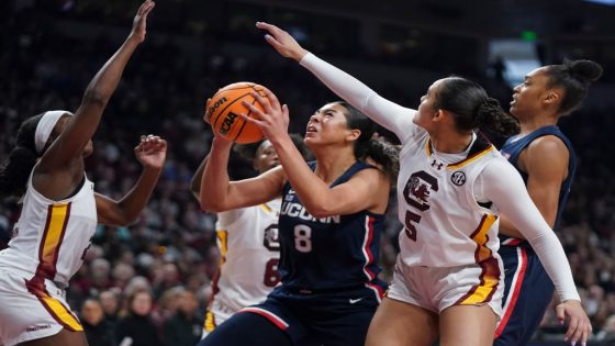 No. 7 UConn stuns No. 4 South Carolina, 87-58, snapping their 71 game winning streak at home