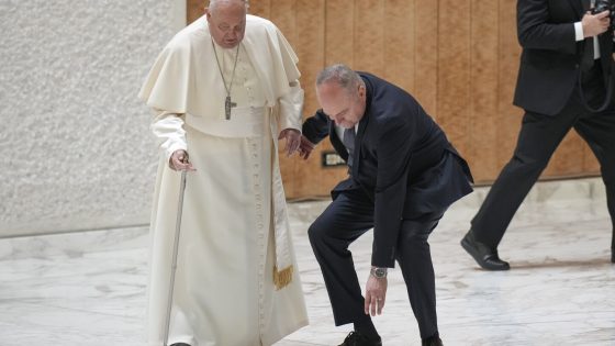 Pope Francis stumbles walking into Jubilee audience at Vatican