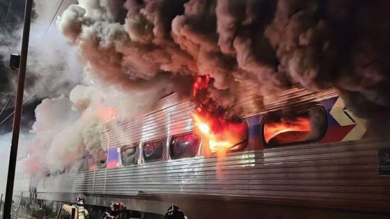 SEPTA train goes up in flames near Crum Lynne Station in Ridley Park, Delaware County; 350 passengers evacuated