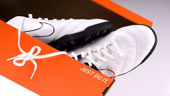 New Nike indoor soccer shoes in a box