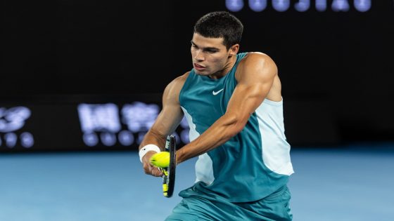 Carlos Alcaraz in action ahead of ATP Doha.