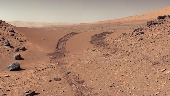 A Martian landscape, photographed by NASA's Curiosity rover.