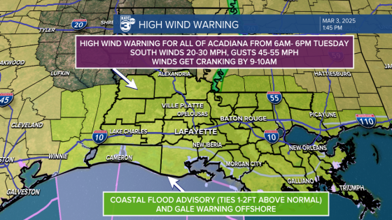 High winds and the potential of severe storms for Mardi Gras