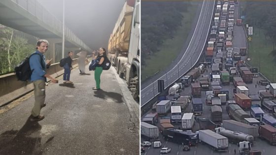 Mulher atravessa rodovia a pé para fugir congestionamento de quase 12h na Anchieta - G1