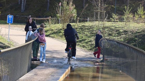 Hoogwater blijft brug over meer Terhills parten spelen