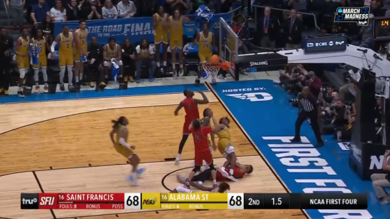 WATCH: First game of March Madness ends in mayhem as Alabama State downs Saint Francis with last-second shot