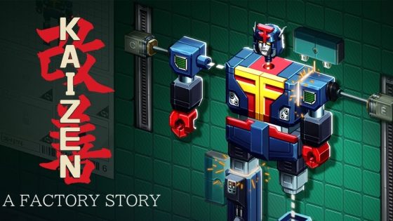 Kaizen: A Factory Story cover image, showing a Transformer-like toy being assembled by robotic arms