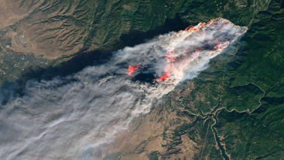 The Camp Fire burns in November 2018 as Landsat 8 watches from orbit.