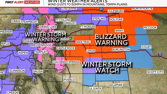 A strong winter storm will impact the mountains of Colorado, blizzard south and east of Denver