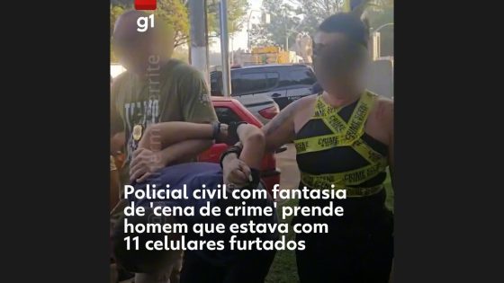 Após Chapolin e Power Rangers, policial fantasiada de 'cena de crime' prende homem com 11 celulares furtados em bloco de SP - G1