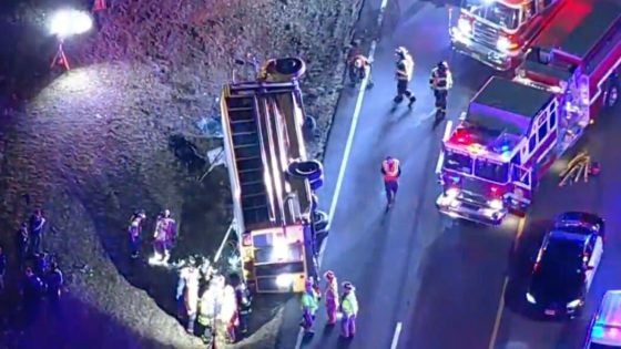 13 Injured as School Bus Overturns on New Jersey Highway