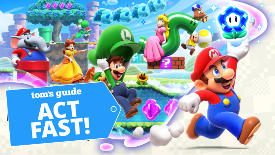 Animated image of Super Mario Wonder game with Toms Guide act fast logo