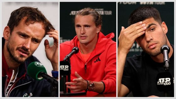 From L-R: Daniil Medvedev, Alexander Zverev, and Carlos Alcaraz all have differing views regarding the surface change at Indian Wells 2025. (Photos: Getty)