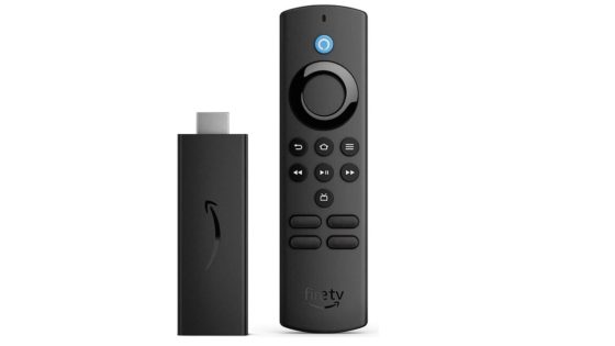 An Amazon Fire Stick and remote.