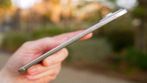 The side profile of an iPhone 17 Air dummy model