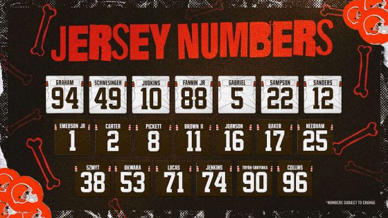 Browns announce jersey numbers for 2025 draft class and free agent additions