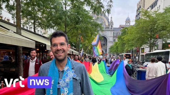 Regenboogvlag van 25 meter door Antwerpen: "We mogen niet zwijgen wanneer rechten onder druk staan"