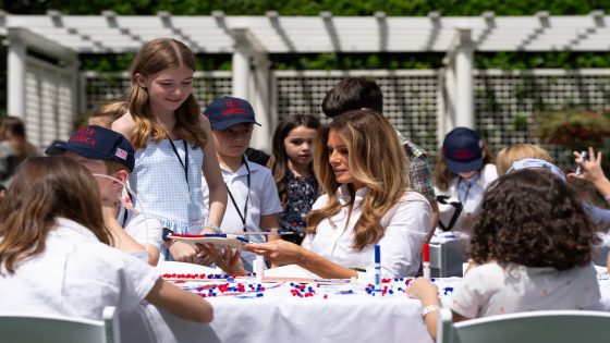 First Lady Melania Trump greets parents and children participating in Take Our Sons and Daughters to Work Day, Tuesday, May 20, 2025, on the South Lawn of the White House. (Official White House Photo by Andrea Hanks)
