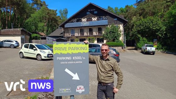 Parkeren voor 500 euro per uur? Yannick uit Heusden-Zolder hoopt wildparkeerders weg te
houden met ludieke actie