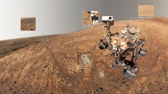 Fifty-nine individual images went into the creation of this Perseverance rover selfie. Credit: NASA/JPL-Caltech/MSSS