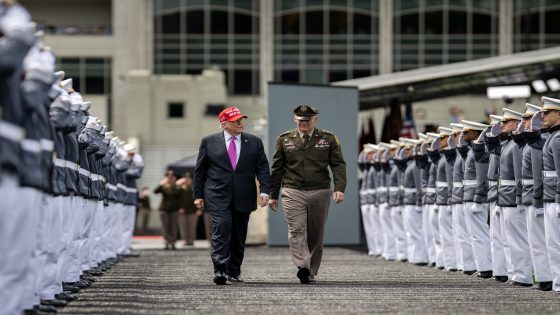 President Donald Trump leaves Michie Stadium after delivering remarks at the 2025 U.S. Military Academy commencement, Saturday, May 24, 2025, in West Point, New York. (Official White House Photo by Daniel Torok)