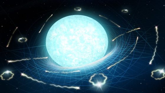 An illustration of a decaying neutron star.