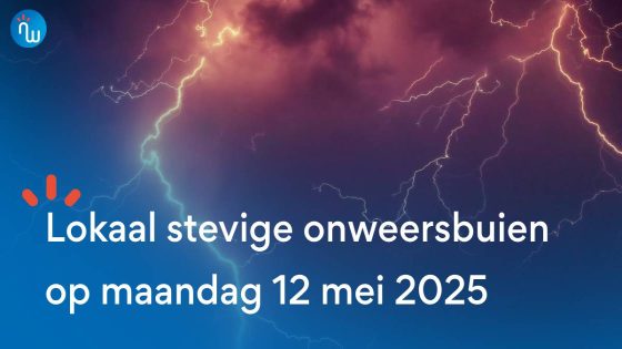 Lokaal stevige onweersbuien mogelijk op maandag 12 mei