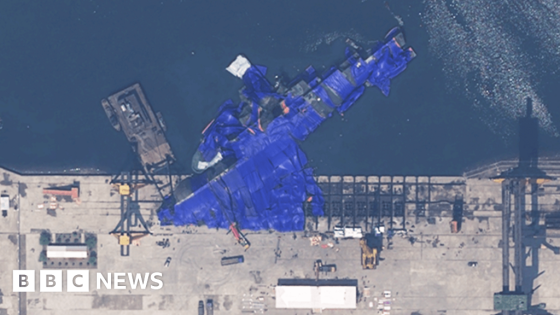 Satellite photos show Kim Jong Un's damaged warship