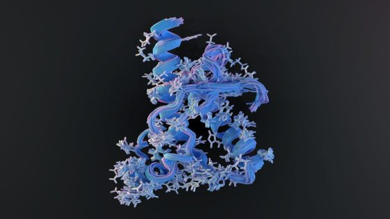 A 3D illustration of prions, which contain no genetic material but can spread and cause diseases like other germs.