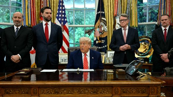 US President Donald Trump makes a trade announcement in the Oval Office
