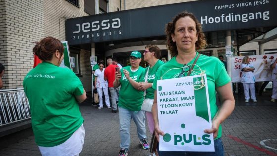 300 actievoerders eisen vroegere betaling loon en 7 euro maaltijdcheques van Jessa Ziekenhuis