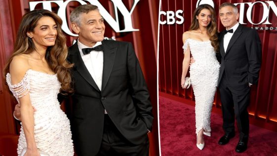 Amal Clooney piles on pearls with George on Tony Awards 2025 red carpet