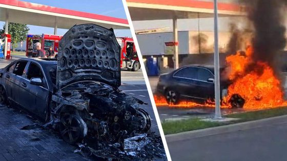 Auto brandt volledig uit aan tankstation in Overpelt: “Even was er ongerustheid”
