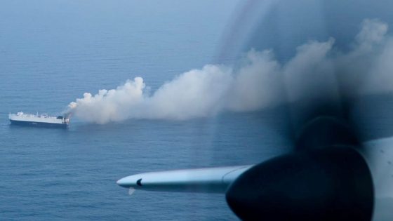 Cargo ship sinks in Pacific weeks after fire