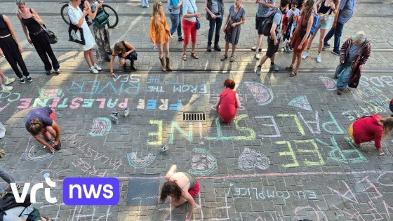 Krijtprotest aan stadhuis Gent na pro-Palestijnse stoepboodschap: "Er is almaar minder ruimte om te betogen" 