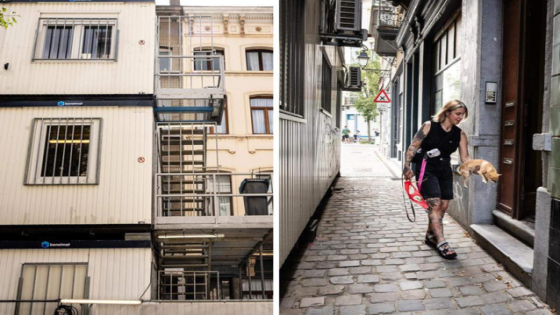 Overdag kijken bouwvakkers in de slaapkamer, ’s nachts wordt crack gedeald op hun dorpel: zij wonen al 7 maanden in schaduw van enorme werfcontainers - Het Nieuwsblad
